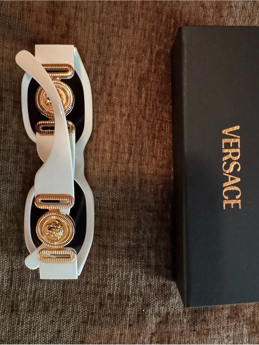Versace White Sunglasses with Gold Medusa Accents